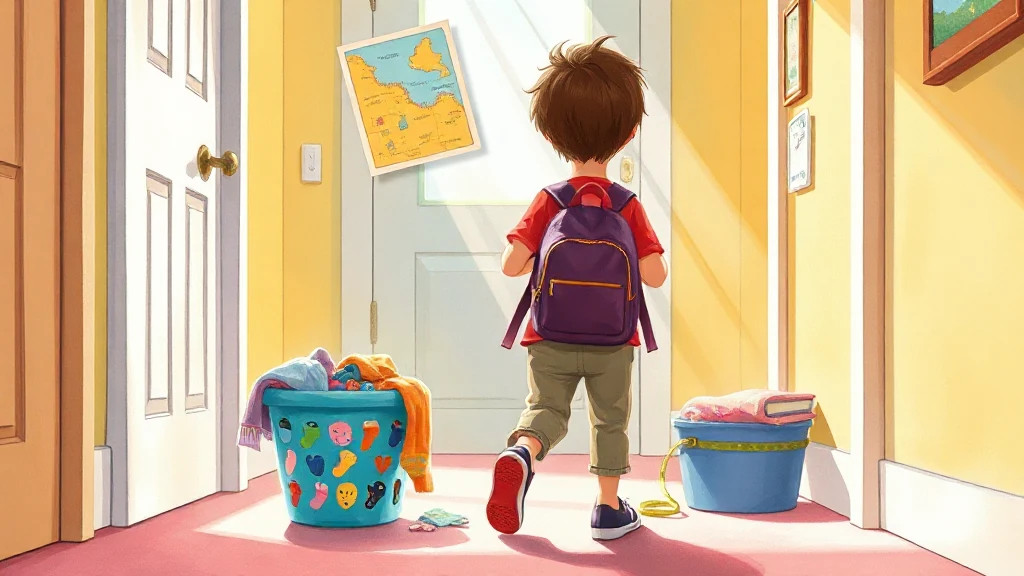 Un genitore e un bambino che sorridono mentre leggono insieme un libro illustrato con il nome del bambino.